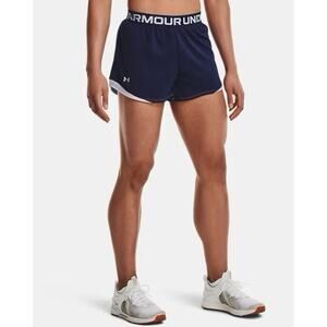 Under Armour Women’s Play Up Shorts 1X Navy Blue White Trim $34